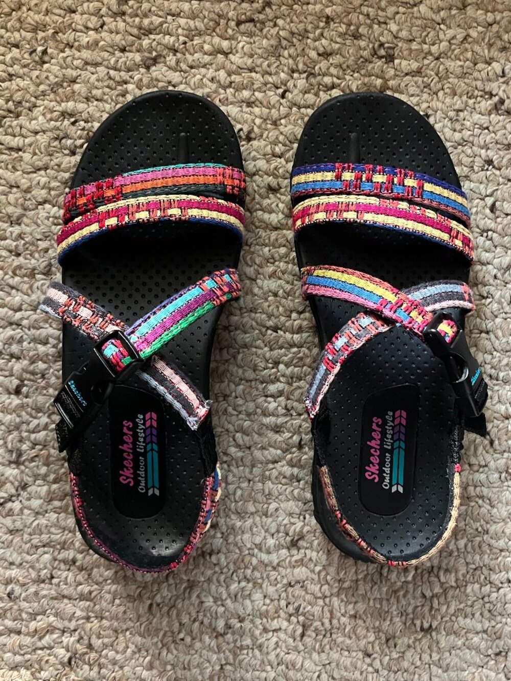 Skechers Reggae Sew Me Boho Woven Slingback Sandal - Black Multi